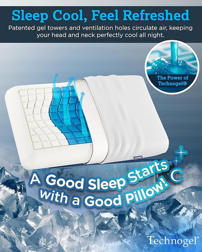 Medium Essential Gel Pillow – 4.5" Memory Foam w/ Cooling Gel Zone for Heat Reduction, Compact Profile for All Sleep Positions & Travel, Washable Cover, Pressure Relief & Neck Alignment – Italian-Made