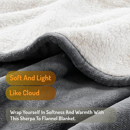 Degrees of Comfor Heated Throw Blanket - Soft Flannel Electric Throws with 6 Heat Settings and 4-Hour Auto Shut-Off - Warm Gifts for Grandma - Grey, 50x60'' - ETL Certified