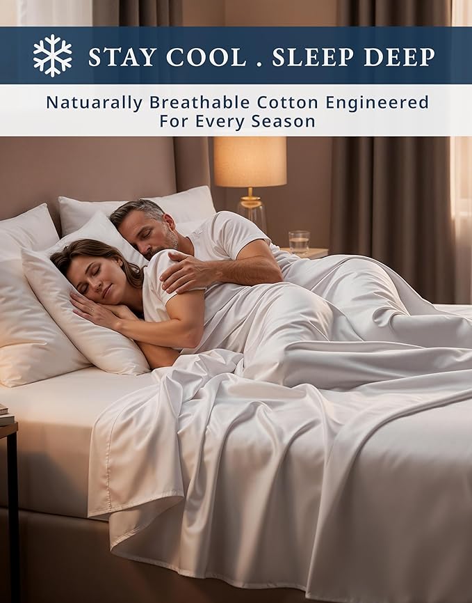 LANE LINEN 100% Egyptian Cotton Twin Sheets Set, Soft & Comfy Luxury Hotel Style Thick Cotton Twin Bed Sheet Set, Fully Elasticized Reinforsed Seams No Pill Natural Cooling White Sheets