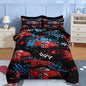 Nesker 5 Pcs Comforter Set Twin Size, Red Black Sports Car Bedding for Kids Teen, Auto Race Bed Sheet with Pillowcase & Sham