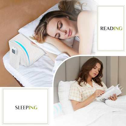 Bed Wedge Pillow Headboard Gap Filler, High-Density Foam Wedge Pillow for Bed, Comfortable & Supportive Angled Design, Fills 0-6" Gap Between Mattress and Headboard, White