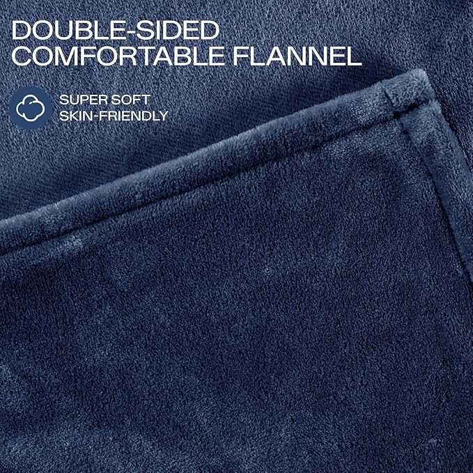 Heated Blanket Twin Size, Electric Blanket with 1-10 hrs Timer Auto-Off & 8 Heating Levels, Double-Layer Flannel Heating Blanket with ETL Certification Machine Washable (62”x 84”, Navy Blue)