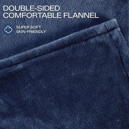 Heated Blanket Twin Size, Electric Blanket with 1-10 hrs Timer Auto-Off & 8 Heating Levels, Double-Layer Flannel Heating Blanket with ETL Certification Machine Washable (62”x 84”, Navy Blue)