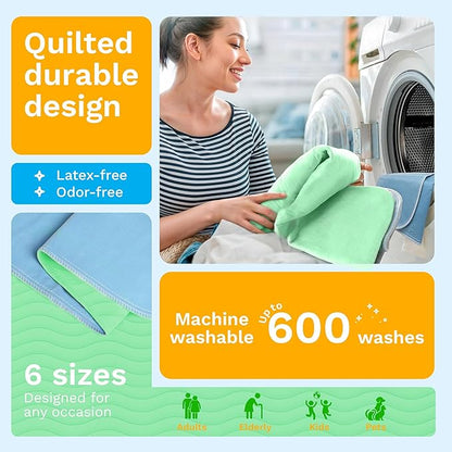 GREEN LIFESTYLE® Washable Underpads - Heavy Absorbency Reusable Bedwetting Incontinence Pads for Kids, Adults, Elderly, and Pets - Toddler Mattress Pads for Bed, Sofa, Couch, Floor (Pack of 2 - 41x41)
