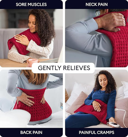 GENIANI XL Electric Heating Pad for Back Pain & Cramps Relief, Electric Throw, Birthday Christmas Gifts for Women, Auto Shut Off, Machine Washable, Heat Pad for Neck & Shoulder, Viva Magenta 12'‘×24’’