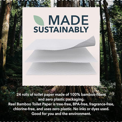 Bulk Reel Premium Toilet Paper - 2 Pack - 48 Rolls of Toilet Paper - 3-Ply Made From Tree-Free - Zero Plastic Packaging
