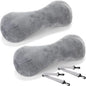 2 Pcs Neck Pillow for Recliner Headrest Pillow Bone Shaped Chair Plush with Adjustable Strap Neck Support and Pain Relief Curve Head Cushion for Car Travel Airplane (Grey)