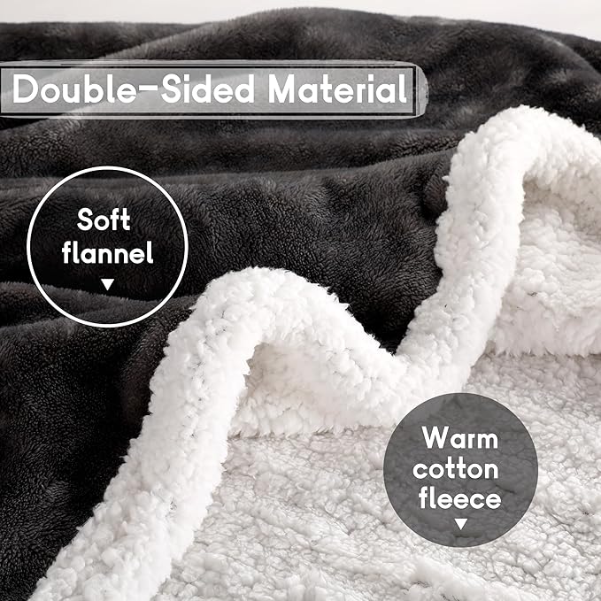 Heated Blanket Electric Throw 50''x60'', 3 Hour Auto Shut-Off 6 Heating Levels Small Warm Soft Flannel Electric Blanket Machine Washable - Dark Gray
