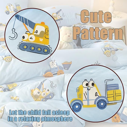 3PCS Comforter Twin Size Bed Set, Ultra Soft Marshmallow Fluffy Comforter Sets, Cute Bedding Set for Kids Boys Teen, Microfiber Lightweight All Seasons Bedroom (Truck)