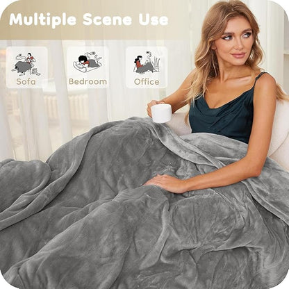 Electric Heated Blanket Full Size 72×84, Breathable & Luxurious Flannel,Soft Warm Gift with Over-Heat Protection,4 Heating Levels & 10 H Auto Shut Off, Machine Washable, Light Grey