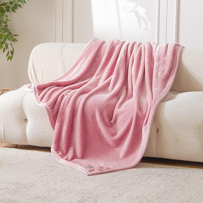 Mellowdy Extra Thick Hearty Plush Flannel Blanket (Candy Pink, 90x90) - 500GSM King Size Warm Blanket for Winter, Fall | Soft, Fluffy, Cuddly, Perfect for Bed, Oversized Throw for Couch, Sofa
