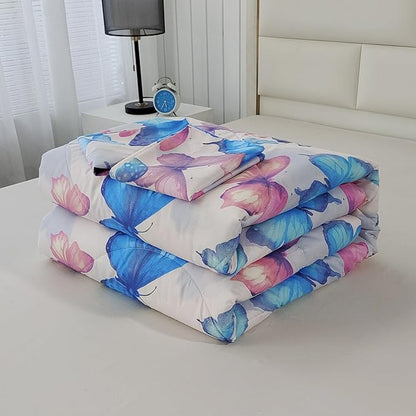 SDIII 3PCS Colorful Butterfly Comforter Set Queen, Soft Microfiber Lightweight Queen Butterfly Comforter, Butterflies Bedding for Girls Boys Kids Teens