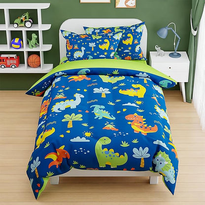 SANDJEST Dinosaur Design Duvet Cover Sets Twin Size for Kids Boys, Include 1 Comforter Cover 68x86 Inches and 1 Pillowcase 20x26 Inches, Comforter Not Included, Gift for Christmas Birthday