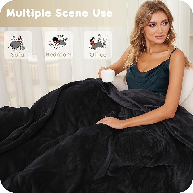 Electric Heated Blanket 84" x 90" Queen Size with Dual Control Warm Flannel Heated Blanket with 4 Heating Levels & 10 Hours Auto-Off, Fast Heating, Machine Washable, for Bedding - Dark Grey