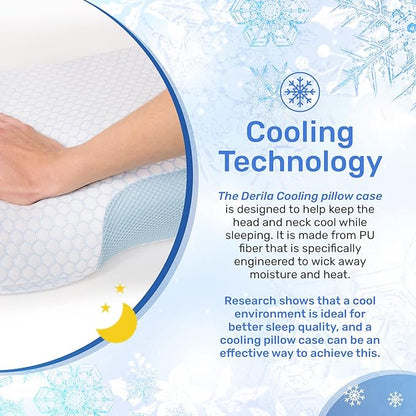 Derila Cooling Pillowcase Optimal Temperature Control for Your Memory Foam Pillow for Perfect Sleep. Quality Material White Pillow Cover