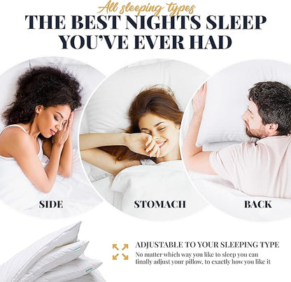 EverSnug Adjustable Layer Luxury Set of 2 Pillows for Side, Front & Back Sleepers, Cooling Hotel Pillows with 3 Layers, Down Alternative Pillow for Sleeping, Neck & Back Support (Queen)
