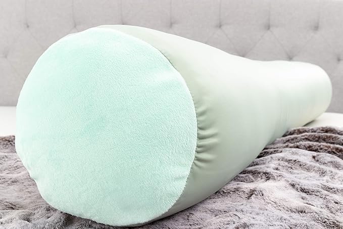 Straight Body Pillow, Full Size Premium Microbead,Side Sleeping/Maternity Pregnant Women, Supportive,Fluffy, Breathable, Cooling, 85/15 Spandex/Nylon Silky Feel Anti-Aging - 48” X 8” - Cadet Grey
