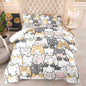 QOOMO Kawaii Cat Comforter Twin Size,Cats Bedding Set for Kids Teens Girls Boys,3Pcs Bedding Set Printed Comforter with 2 Pillowcases,Down Alternative,Soft and Lightweight，Twin Size
