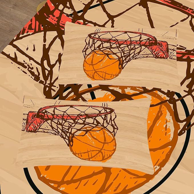Peopleareok Basketball Comforter Set Twin (68x86 Inch), 3D Printed Basketball Theme Comforter, 2 Pieces Soft Microfiber Bedding Set for Boys Kids with 1 Pillowcase
