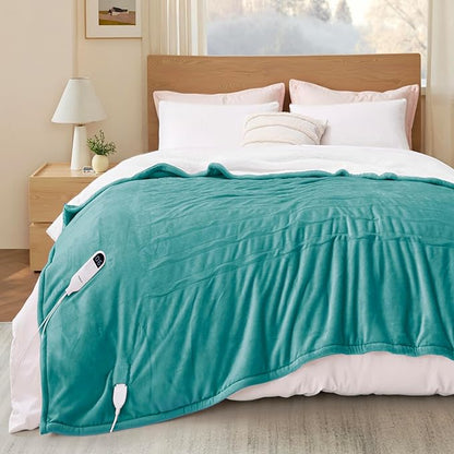 Bedsure Electric Blanket Full Size - Soft Flannel Heated Blanket Full, GentleSoft™ Fast Heating with 10 Time Settings & 6 Heat Settings, Warm Gifts for Women Grandma (72x84 inches, Teal)