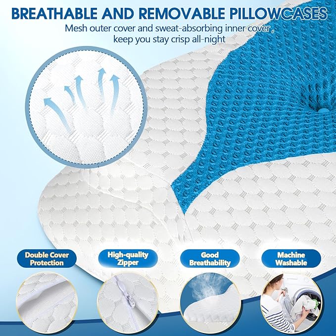 Memory Foam Pillow, Cervical Pillow for Neck and Shoulder Pain Relief, Ergonomic Contour Bed Pillow, Soft for Side Sleep Stomach Sleeping and Back Sleeper