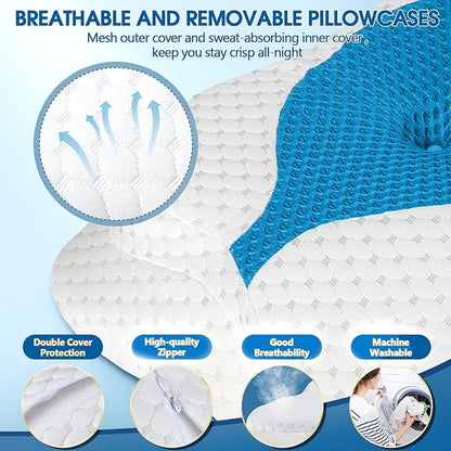 Memory Foam Pillow, Cervical Pillow for Neck and Shoulder Pain Relief, Ergonomic Contour Bed Pillow, Soft for Side Sleep Stomach Sleeping and Back Sleeper