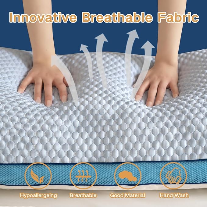 YZ HOME Cooling Body Pillow for Adults, Adjustable Extra Long Pillow for Bed, Shredded Memory Foam Full Body Pillows(20x54 Inch, Blue)