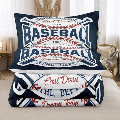Bodhi Boys Baseball Comforter Set King Size,Sports Comforter for Boys,Baseball Comforter Set King,Baseball Bedding Set for Kids,Teen Comforter Bedding Set King with Pillowcases
