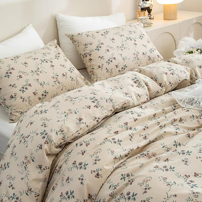 Duvet Cover King Floral, 100% Brushed Microfiber Floral Bedding Set 3 Pieces King Size Duvet Cover Vintage floral for All Seasons, 1 Duvet Cover and 2 Pillowcases with Zipper Closure (Floral, King)