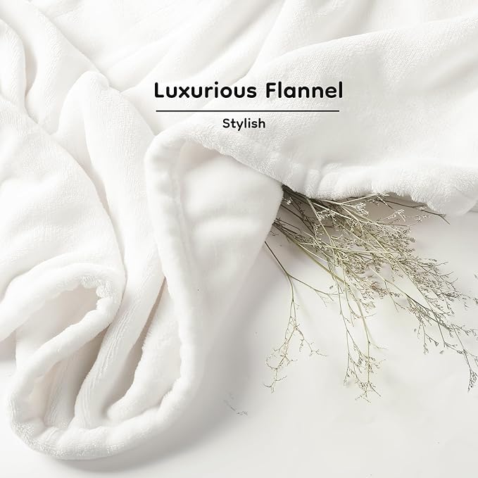 Electric Heated Blanket Throw Size 50×60, Breathable & Luxurious Flannel,Soft Warm Gift with Over-Heat Protection,4 Heating Levels & 3 H Auto Shut Off, Machine Washable, White