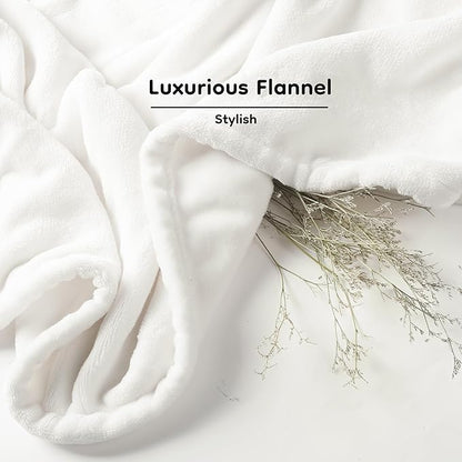 Electric Heated Blanket Throw Size 50×60, Breathable & Luxurious Flannel,Soft Warm Gift with Over-Heat Protection,4 Heating Levels & 3 H Auto Shut Off, Machine Washable, White