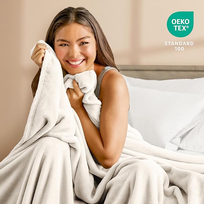 Bare Home Fleece Blanket - Twin/Twin Extra Long - Ultra-Soft Lightweight for Bed, Sofa, and Couch - Luxury Microplush - Cozy Warm Blanket (Twin/Twin XL, Vanilla)