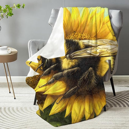 Bee Blanket - Plush, Soft, Comfy, Lightweight, Warm, Fuzzy, Cozy Flannel Throw Blanket Perfect for Couch, Travel, Bed, Office, Outdoor - 60in×80in(color46)