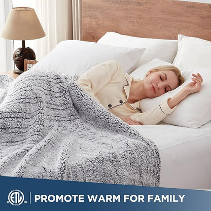 Westinghouse Electric Blanket Queen Size, Soft Plush Sherpa Heated Blanket with 10 Heating Levels & 1-12 Hours Auto-Off, Machine Washable, 84x90 inches, Charcoal