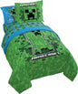 Jay Franco Kids Comforter Set Includes Sheets and Pillow Covers - Soft and Cozy Bed Set for Stylish Room Decor, Green - Minecraft Creeper, 5 Piece Twin Size Bedding