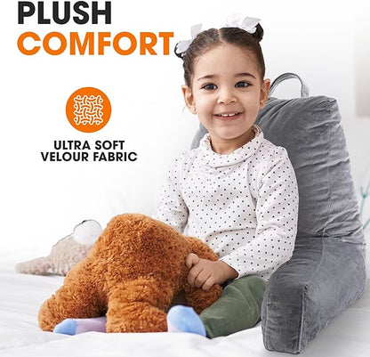 Cheer Collection Reading Pillow with Arms – Portable Bed Pillow for Sitting Up & Support, Foam-Filled Back Rest Pillow for Sitting in Bed & Couch, Machine Washable, Gray