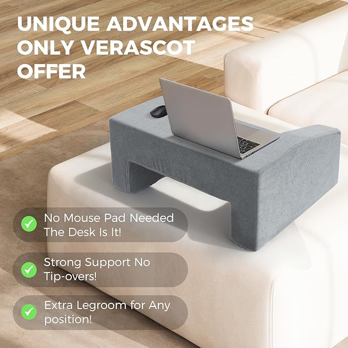 Reading Pillow for Gaming Lap Desk Pillow for Laptop Memory Foam Bed Desk for Reading Working Crocheting Gaming Arm Rest on Bed/Sofa/Floor/Couch/Car(Grey)
