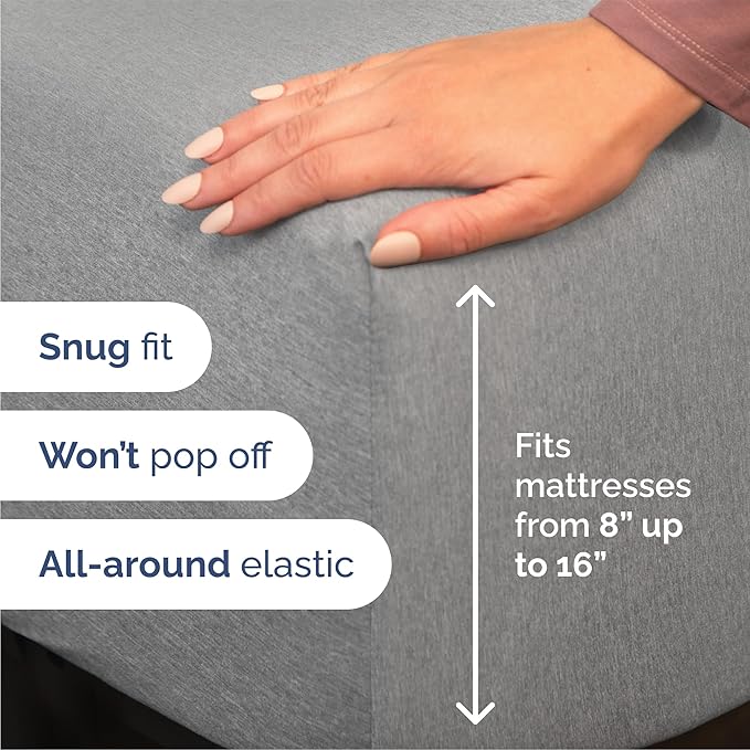 Queen Sheets Set 6 Piece - Includes 4 Pillowcases - Bed Sheets Queen Size - Soft Hotel Luxury Bedding - Cooling, Comfy & Breathable - 1 Flat & 1 Fitted & 4 Pillowcases w/ Deep Pockets - Heathered Grey