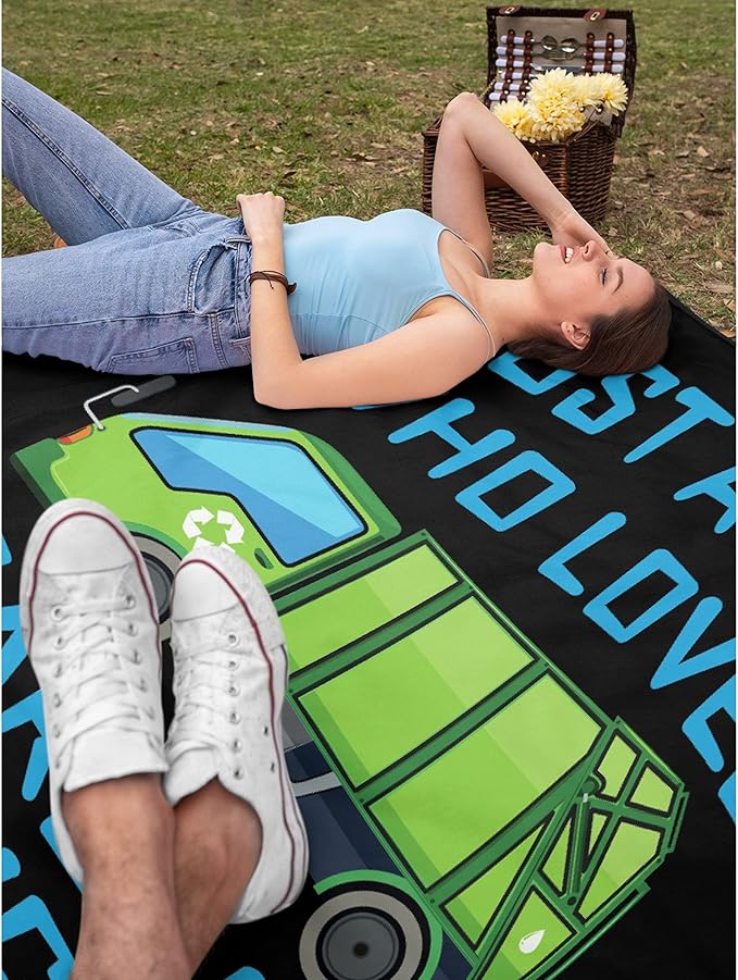 custom Throw blanket Just A Boy Who Loves Garbage Truck with Your text custom Throw blanket with Your text personalized blankets best gifts for Family, Friends 120"x90" Extra Large for Family