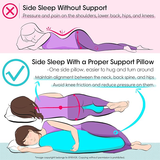 BYRIVER 43" Mint Green Blue Cooling Body Pillow for Adults Women Men, Side Sleeping Pregnancy Leg Support Pillow (XL)