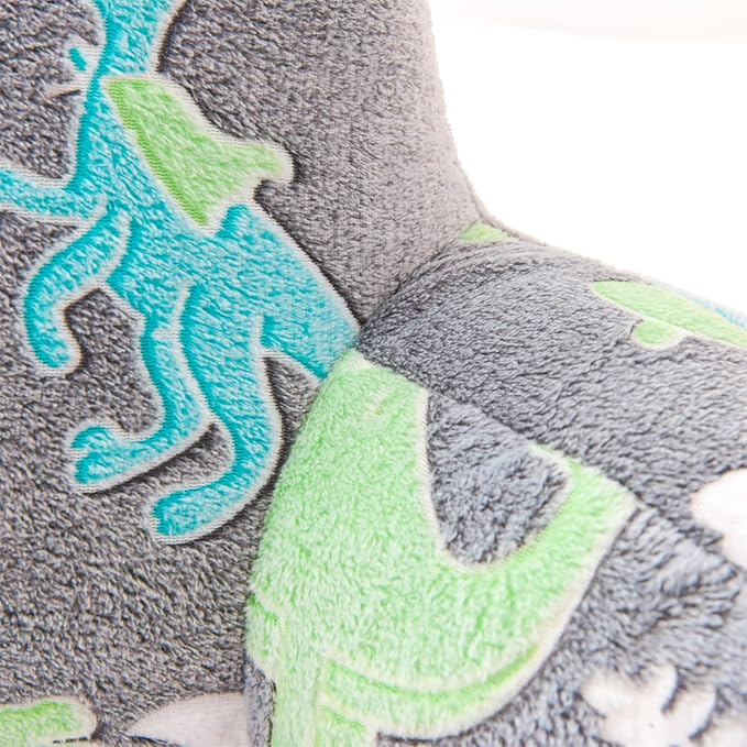 Meeting Story Glow in The Dark Green Dinosaur Luminous Reading Pillows Sparkling with Arms Back Pillow for Bed, Bed Rest Pillow for Adults Teens, Kids, (Blue-Green)