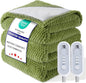 Queen Size Heated Electric Blanket, 84" x 90" Fast Heating Sherpa Blanket with Dual Control, 8 Heating Levels & 10 Hours Auto Off, Machine Washable with ETL & FCC Certified, Green