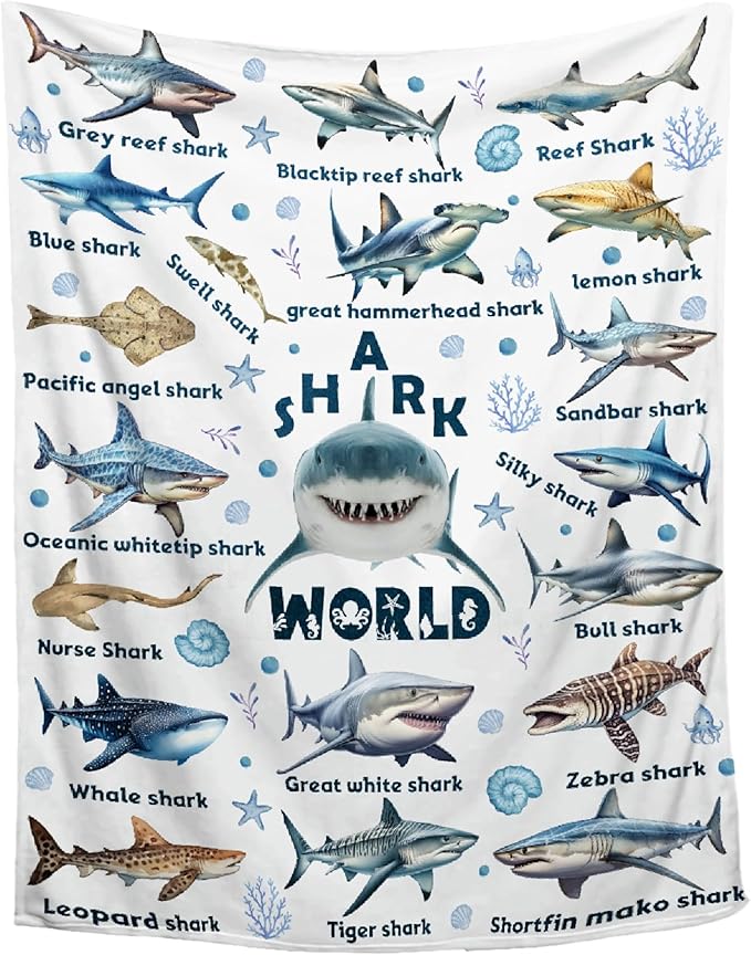 Shark Blanket Lovers Gift for Girls Boys Super Soft Flannel Blanket for Sofa Couch Bed- Plush Warm Cozy Bed Home Decor for All Seasons - 90"x120"for King/Oversize