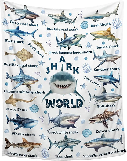 Shark Blanket Lovers Gift for Girls Boys Super Soft Flannel Blanket for Sofa Couch Bed- Plush Warm Cozy Bed Home Decor for All Seasons - 60"x80"for Full/Queen