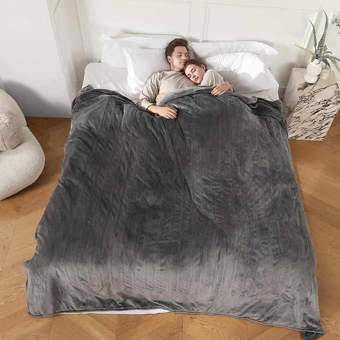 Heated Blanket Queen Size, Soft Cozy Upgraded Flannel Electric Blanket Dual Control with 5 Heating Levels & 10 Hours Auto Off, Fast Heating & ETL & FCC Certification, 84" x 90", Silver Gray