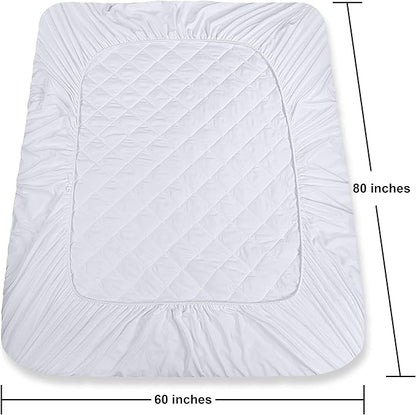 Utopia Bedding 2 Pack Quilted Fitted Mattress Pad, Queen Size, Elastic Fitted Mattress Topper Protector and Cover with Deep Pocket Stretches up to 16 Inches, Machine Washable (White)