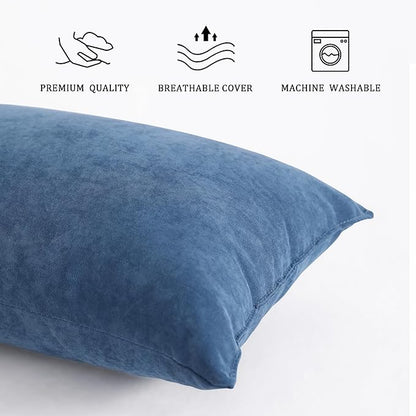 BEDSUM 2 Pack Pillows, 13"x18" Microfiber Pillow for Travel, Pet, Soft and Machine Washable Small Pillows for Neck, Wrist, and Knee Comfort, Denim Blue