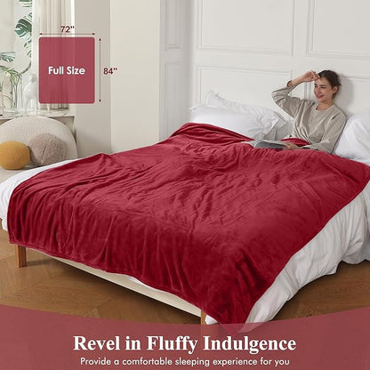 Electric Blanket Full Size, Super Soft Cozy Upgraded Flannel Heated Blanket with 6 Heating Levels & 1-10 Hours Auto Off, Heating Blanket for Home Office, Machine Washable, 72" x 84", Burgundy