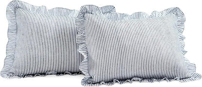 Lush Decor Ticking Stripe Bedspread King Size 3 Piece Set Navy - Ruffle Bedding Set King Bedspreads - Striped Bedding - Farmhouse & Coquette Decor