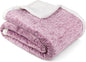 Premium Sherpa Melange Throw Blanket for Couch, Sofa by Pavilia | Soft, Fluffy, Plush, Warm, Cozy | Fuzzy Lightweight Microfiber, Purple Wine Luxury Modern Reversible TV Blanket | 50 x 60 Inches